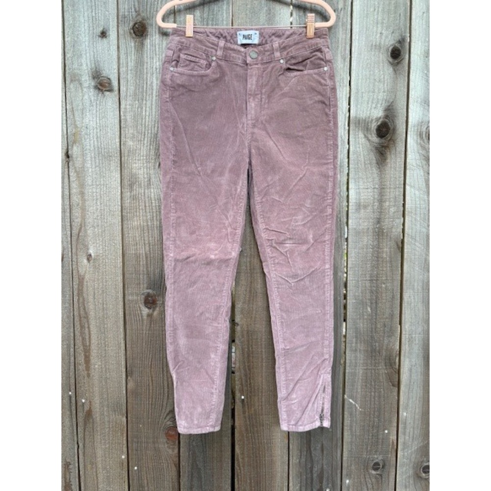 Paige Corduroy Pants High Rise Skinny Ankle Zip Mauve Size 29